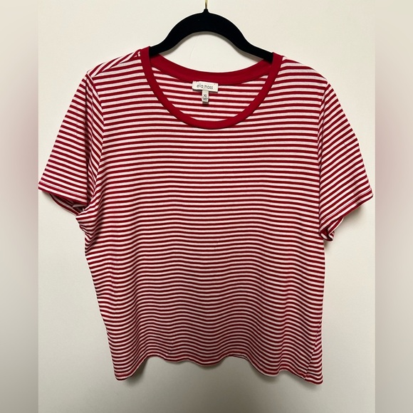 ELLA MOSS SIZE  XL RED AND WHITE SHORT SLEEVE CASUAL ROUND NECK TOP - Picture 1 of 5